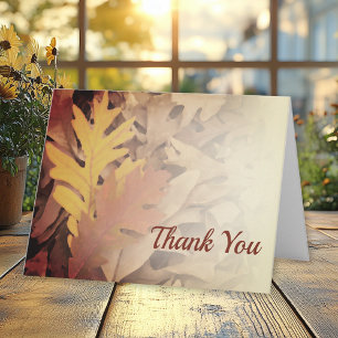 Painted Fall Leaves Funeral Memorial Sympathy Letterpress Thank You Card
