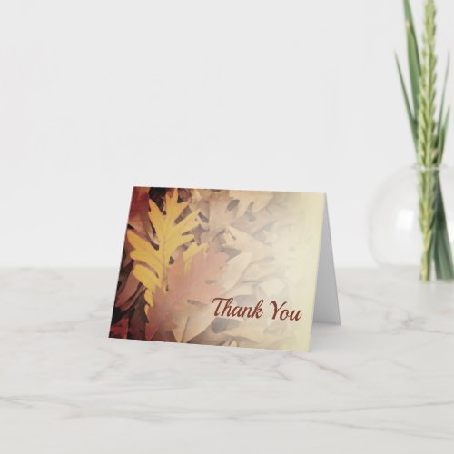 Painted Fall Leaves Funeral Memorial Sympathy Thank You Card