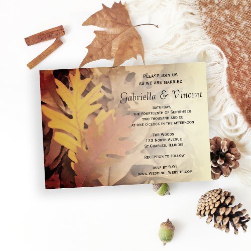 Painted Fall Leaves Wedding Invitation