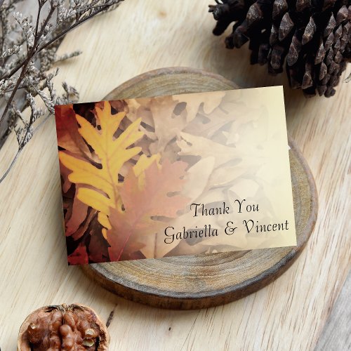 Painted Fall Leaves Wedding Thank You Notes _ Flat Invitation