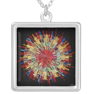 Painted Feather Duster Locket Necklace