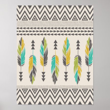 Painted Feathers-cream Poster