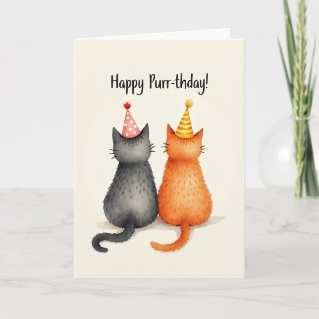 Painted Feline Birthday Card (Front)