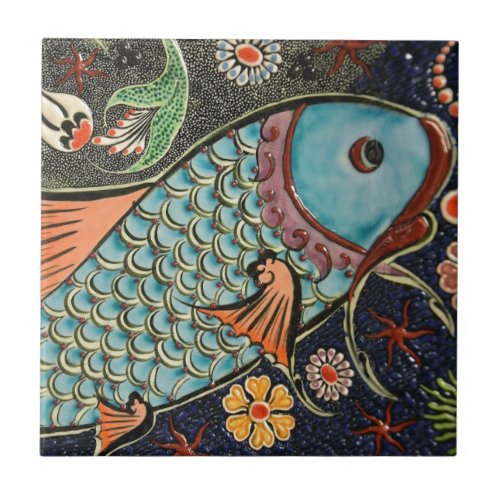 Painted Fish Ceramic Tile