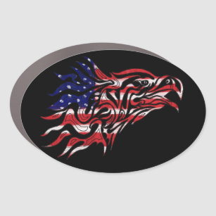 Painted Flag And Eagle Car Magnet