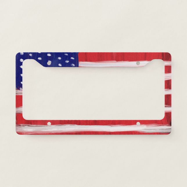 Painted  Flag License Plate Frame (Front)