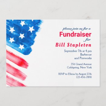 Painted Flag Political Fundraiser Invitation by heartfeltclub at Zazzle