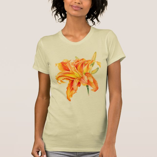 Painted floral art Daylily Hemerocallis t-shirt (Front)