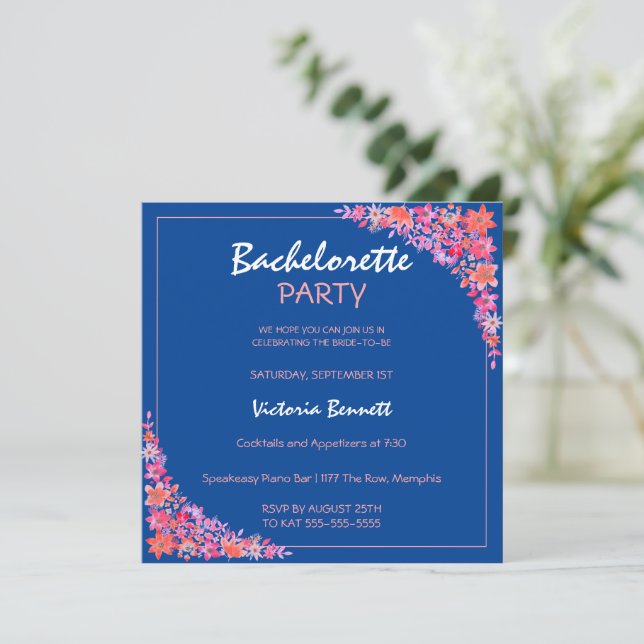 Painted Floral  Bachelorette Party Invitation (Standing Front)