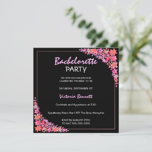 Painted Floral  Bachelorette Party Invitation