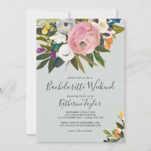 Painted Floral Bachelorette Weekend Invitation