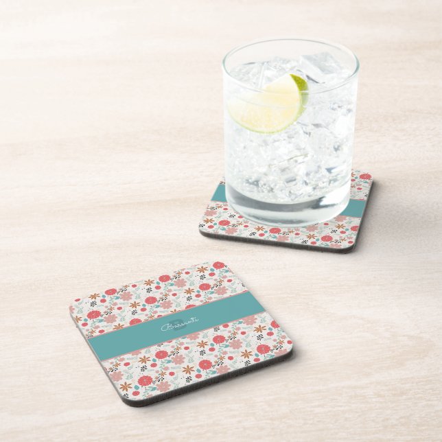 Painted Floral Beverage Coaster (Right Side)