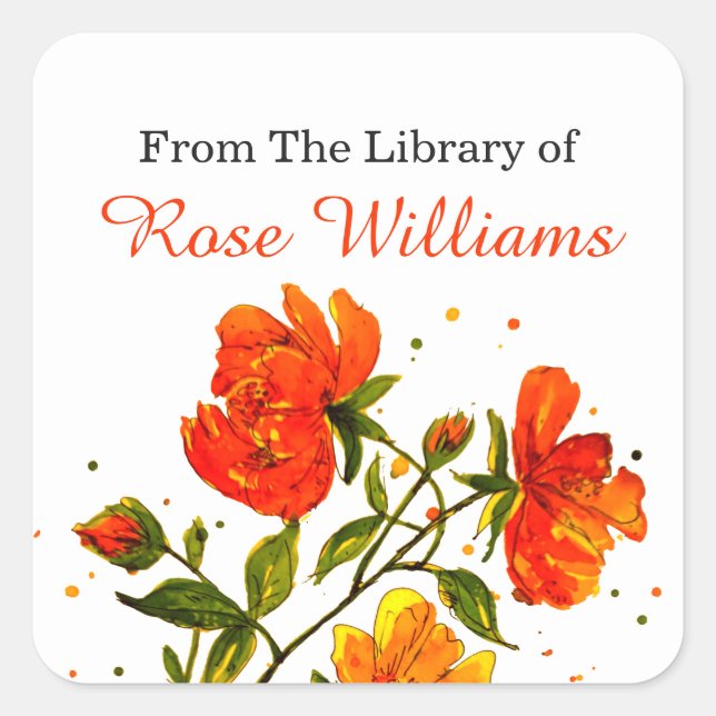 Painted Floral Bookplate From The Library Of (Front)