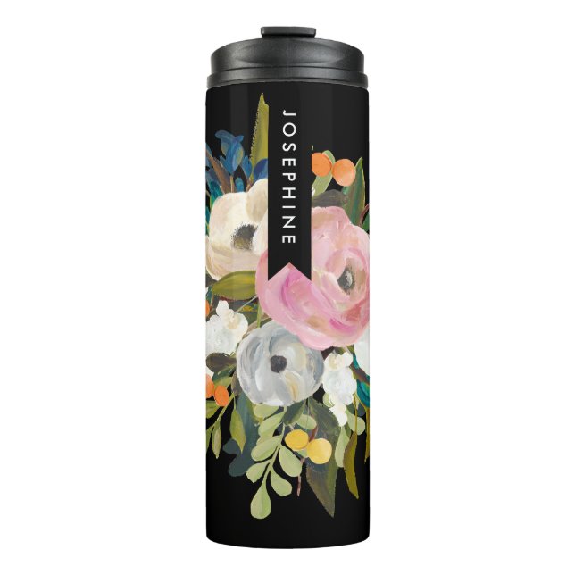 Painted Floral Bouquet Personalized Name Thermal Tumbler (Front)