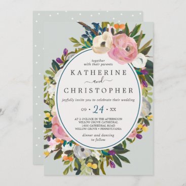 Painted Floral Casual Wedding Invitation