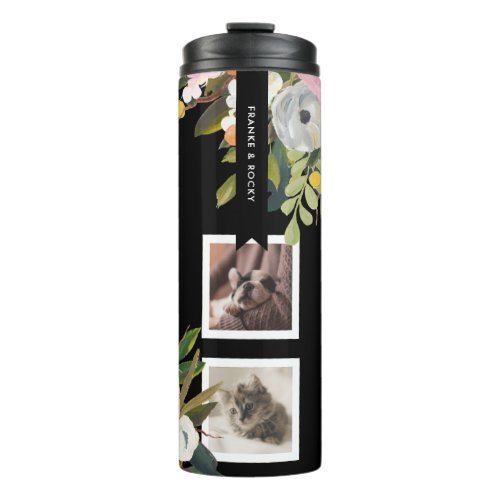 Painted Floral Collage Personalized Pet Photo Thermal Tumbler