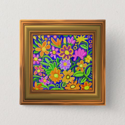 Painted Floral Composition frame effect border Button