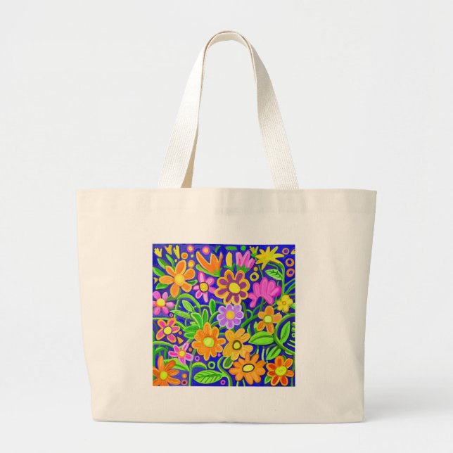 Painted Floral Composition Large Tote Bag (Front)