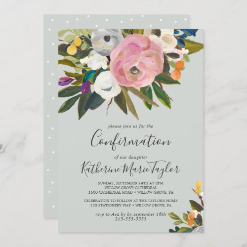 Painted Floral Confirmation Invitation