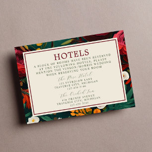 Painted Floral Dark Burgundy Green Teal Wedding Enclosure Card