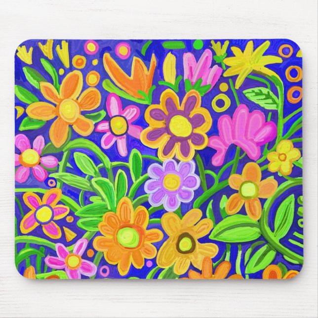 Painted Floral Design Mouse Pad (Front)