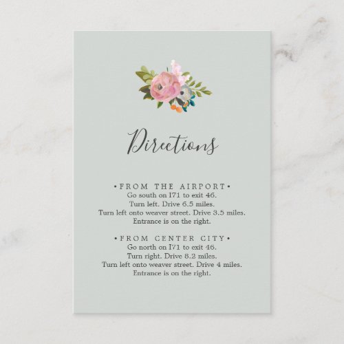 Painted Floral Directions Enclosure Card