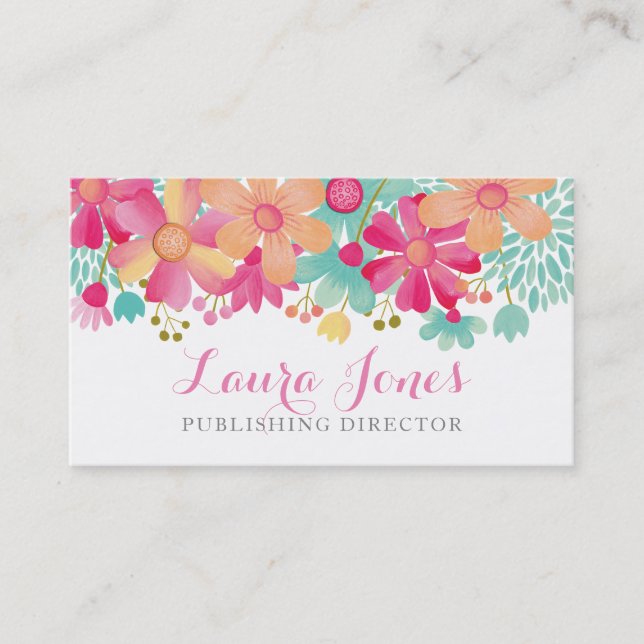 Painted Floral Editor Publishing Director Manager Appointment Card (Front)