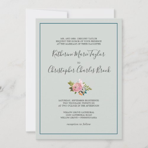 Painted Floral Formal Wedding Invitation