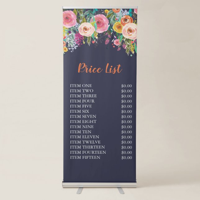 Painted Floral Free Standing Business Price Sign (Front)