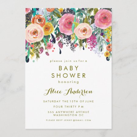 Painted Floral Garden Baby Shower Invite