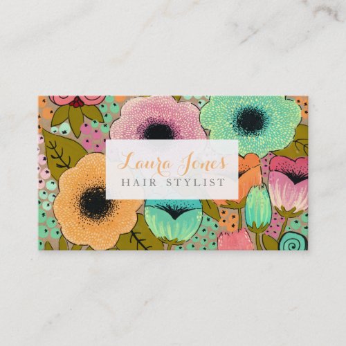 Painted Floral Hair Stylist Appointment Cards