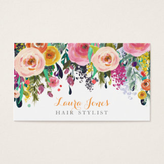 Painted Floral Hair Stylist Appointment Cards