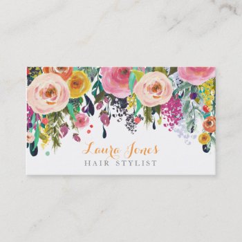 Painted Floral Hair Stylist Appointment Cards by Pip_Gerard at Zazzle
