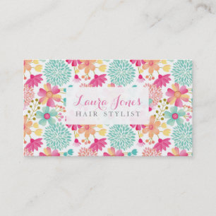 Painted Floral Hair Stylist Appointment Cards