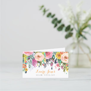 Painted Floral Hair Stylist Appointment Folded Card