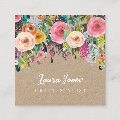 Painted Floral Kraft Square Stylist Appointment
