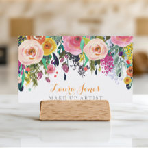 Painted Floral Make Up Artist Appointment Cards