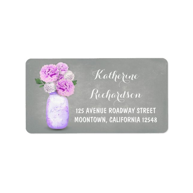Painted floral mason jar wedding address labels (Front)