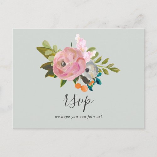 Painted Floral Menu Choice RSVP Postcard