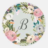 Delicate Monogram Photo Wedding Envelope Seals