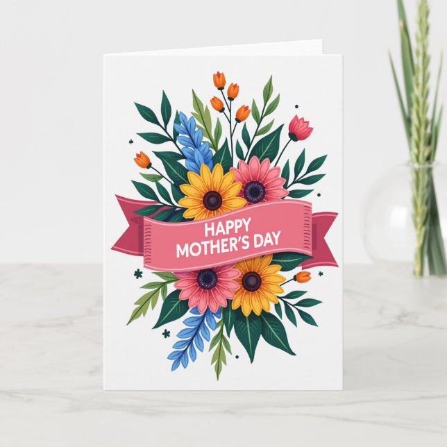 Painted Floral Mothers Day Card (Front)