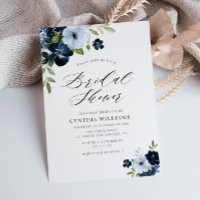 painted floral navy and light blue bridal shower