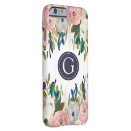 Painted Floral Navy Monogram Iphone 6 Case