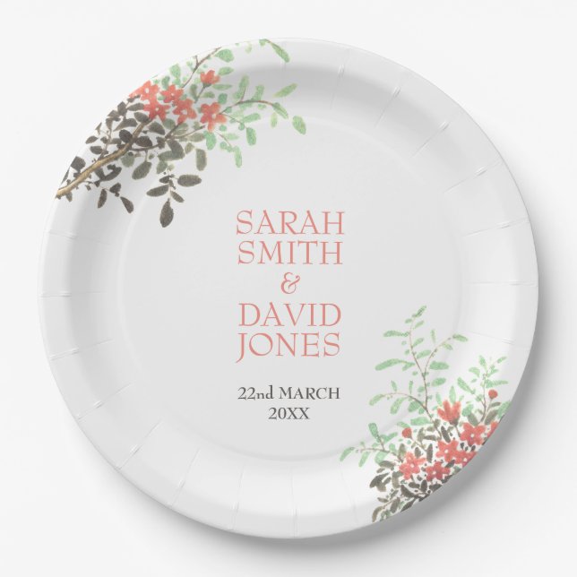 Painted Floral Paper Plates (Front)