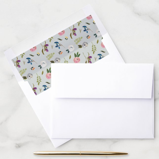 Painted Floral Pattern Envelope Liner (Desk)
