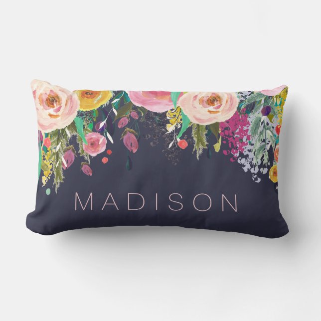 Painted Floral Personalized Girls Cushion (Front)