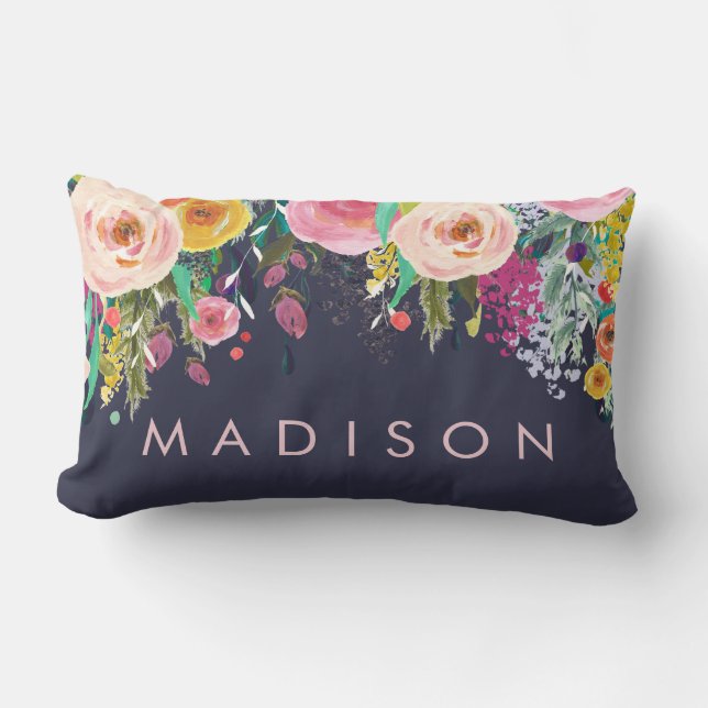 Painted Floral Personalized Girls Cushion (Front)