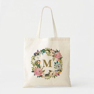 Painted Floral Personalized Monogram Canvas Bag