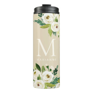 Painted Floral Personalized Monogram Quote Thermal Tumbler