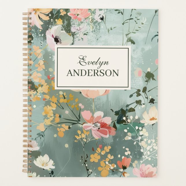 Painted Floral Personalized Planner (Front)